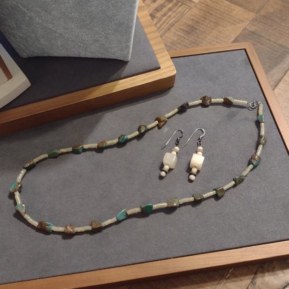 Sterling Silver Turquoise Necklace & Earrings - Picture 7 of 10